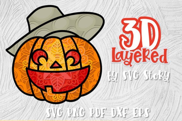 3D Layered Jack o Lantern SVG Pumpkin 06: A Seasonal 3D SVG Design for Creative Branding and Craft Projects