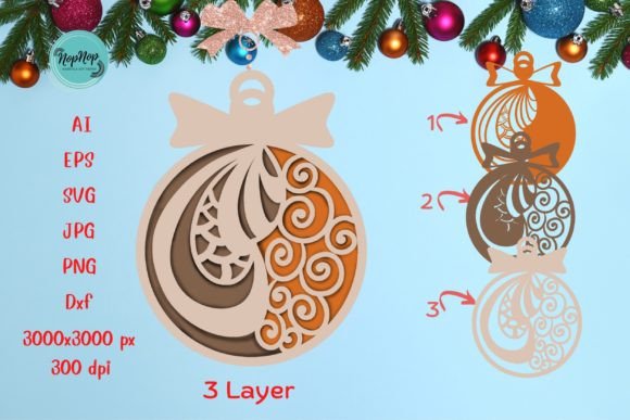 3D SVG Christmas Ornament Design for Digital Sellers