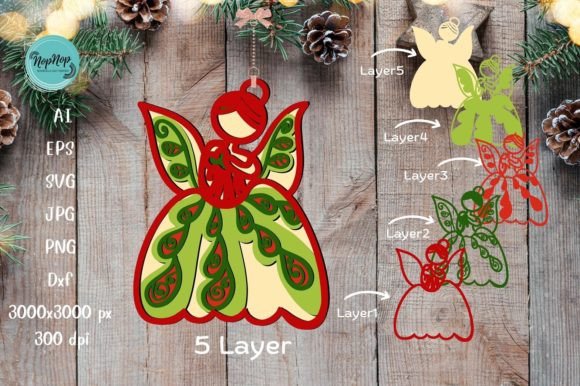 3D SVG Christmas Princess Ornament V.2 – Festive Craft Design for Makers & Etsy Sellers