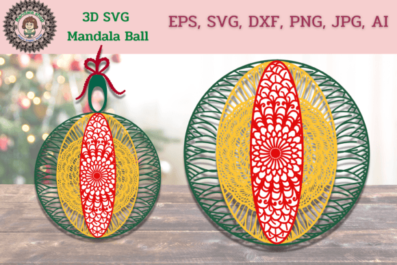 3D SVG Mandala Ball for Christmas Projects and Digital Selling
