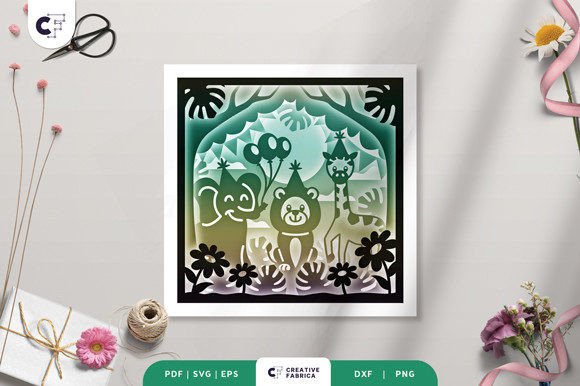 Animal Picnic in Spring 3D Shadow Box: A Seasonal 3D SVG for Charming Brand Packaging