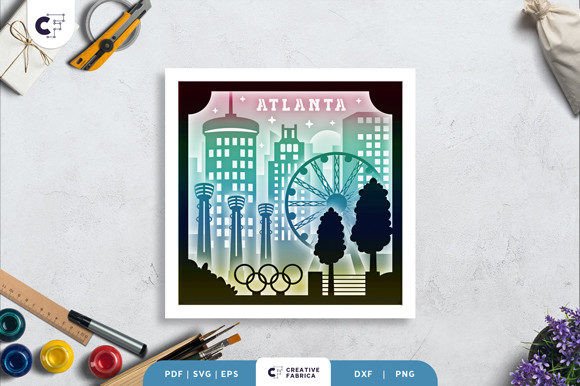 Atlanta Skyline 3D Shadow Box: A 3D SVG Design for Creative Publishers
