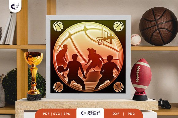 Basketball 3D Shadow Box: A 3D SVG for Lifestyle & Hobbies Sellers