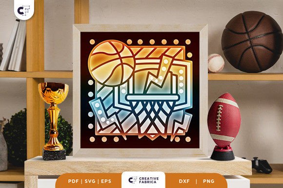 Basketball 3D Shadow Box Paper Cut: A Lifestyle & Hobbies Design Gem in 3D SVG