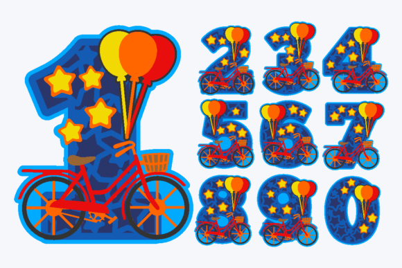 Bicycle Numbers 3D SVG for Crafts & Graphics