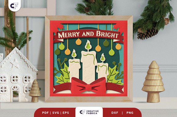 Christmas Candle 3D SVG Shadow Box Design for Digital Sellers