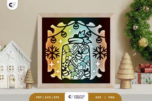 Cute Gingerbread 3D Shadow Box: Festive 3D SVG for Christmas Branding