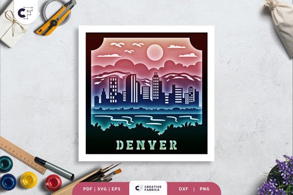 Denver Colorado 3D Shadow Box Paper Cut – A 3D SVG Design for Creative Publishers