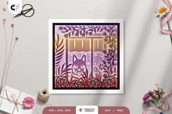 Dog in Floral Window 3D Shadow Box – A Versatile 3D SVG for Animal Lovers and Craft Sellers