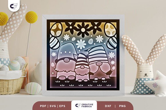 Easter Gnome Family 3D SVG Shadow Box: A Seasonal Design for Visual Storytelling