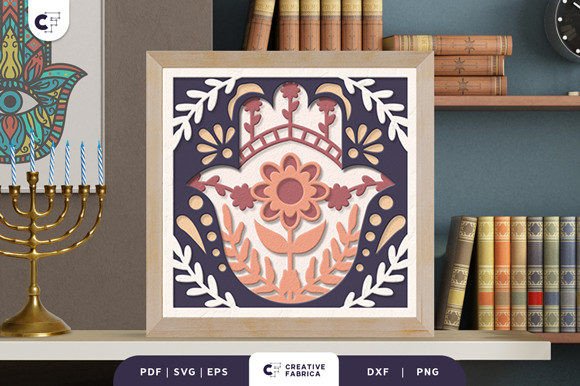 Floral Hamsa Hand 3D Layered Paper Cut: A 3D SVG Design for Muslim Celebrations