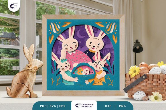Happy Easter Bunny Family 3D Paper Cut Review for Real Embroidery Use