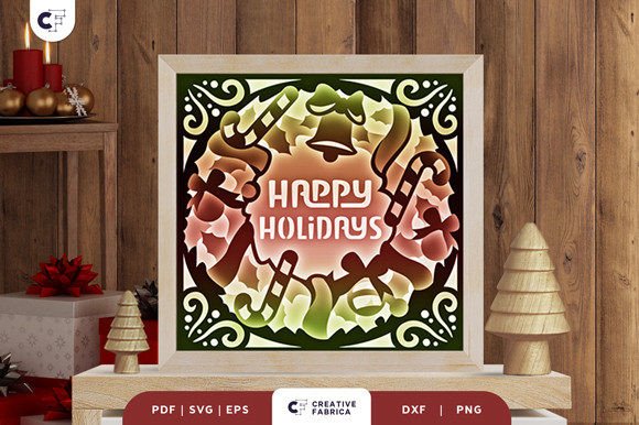 Happy Holidays Wreath 3D SVG: Festive Charm for Christmas Branding