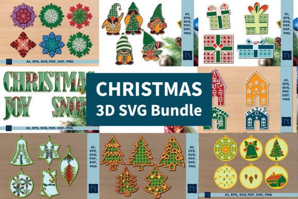 Layer 3D Christmas Ornament SVG Bundle: A Festive 3D SVG for Etsy & Digital Sellers