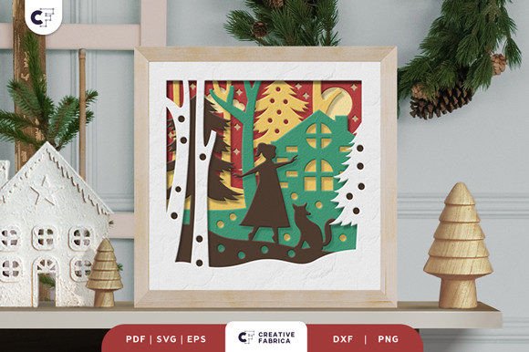Little Girl with Fox 3D SVG for Christmas Crafting