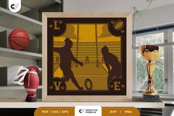 Love Rugby 3D Shadow Box Paper Cut: A Lifestyle And Hobbies Craft Asset with 3D SVG Depth