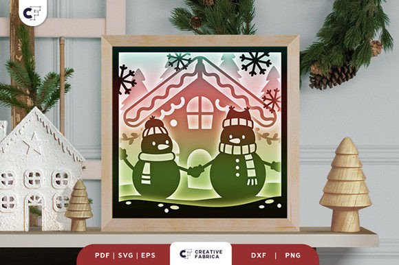 Mr and Mrs Snowman 3D Shadow Box – A Winter Charm for Embroidery Projects