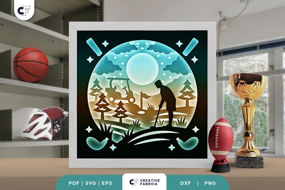 Playing Golf on the Hill 3D Paper Cut: A Lifestyle And Hobbies Design for Modern Branding
