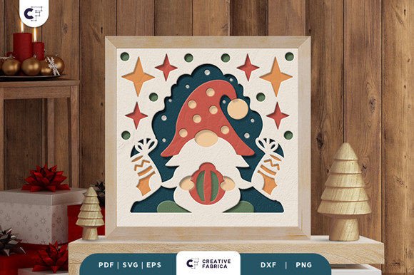 Retro Christmas Gnome 3D SVG Shadow Box – Festive Craft Design for Sellers