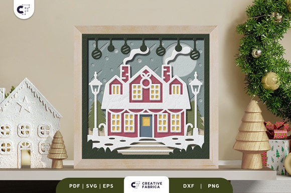 Retro Christmas Home 3D SVG: A Festive Boost for Holiday Content Design