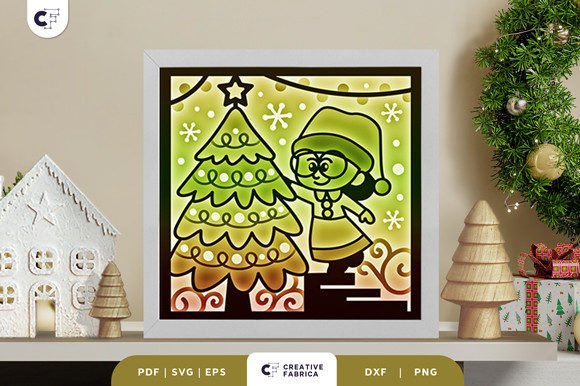 Retro Mrs Claus 3D Shadow Box – Christmas SVG Magic for Crafters