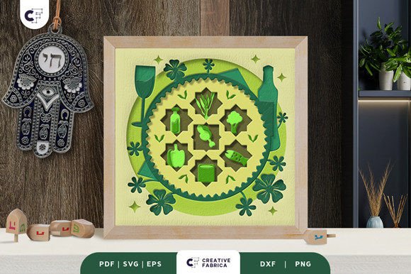 Seder Plate 3D Shadow Box Paper Cut for Jewish Celebrations