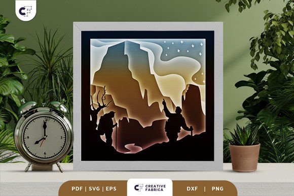Two Men in the Canyon 3D SVG: A Nature-Inspired Design for Travel & Local Branding