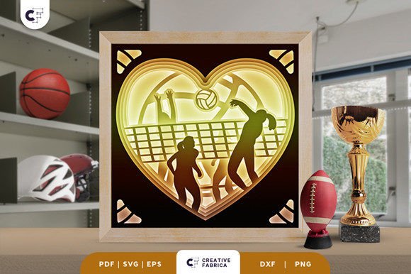 Volleyball in Heart Shape 3D Paper Cut for Lifestyle & Hobbies Crafting