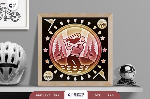 Woman Plays Golf 3D Shadow Box SVG for Lifestyle & Hobbies Digital Sellers